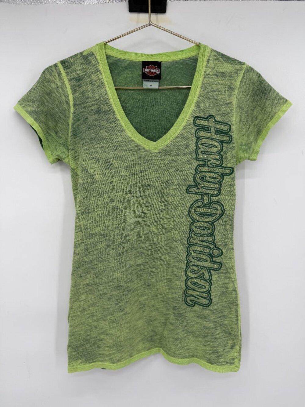Harley-Davidson San Jacinto Pasadena Tx Womens Neon Lime Graphic T-Shirt Biker S